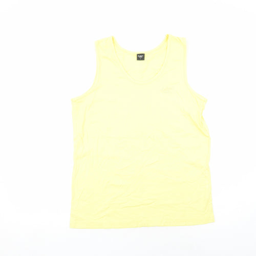 Cotton Traders Womens Yellow Cotton Basic T-Shirt Size M Scoop Neck