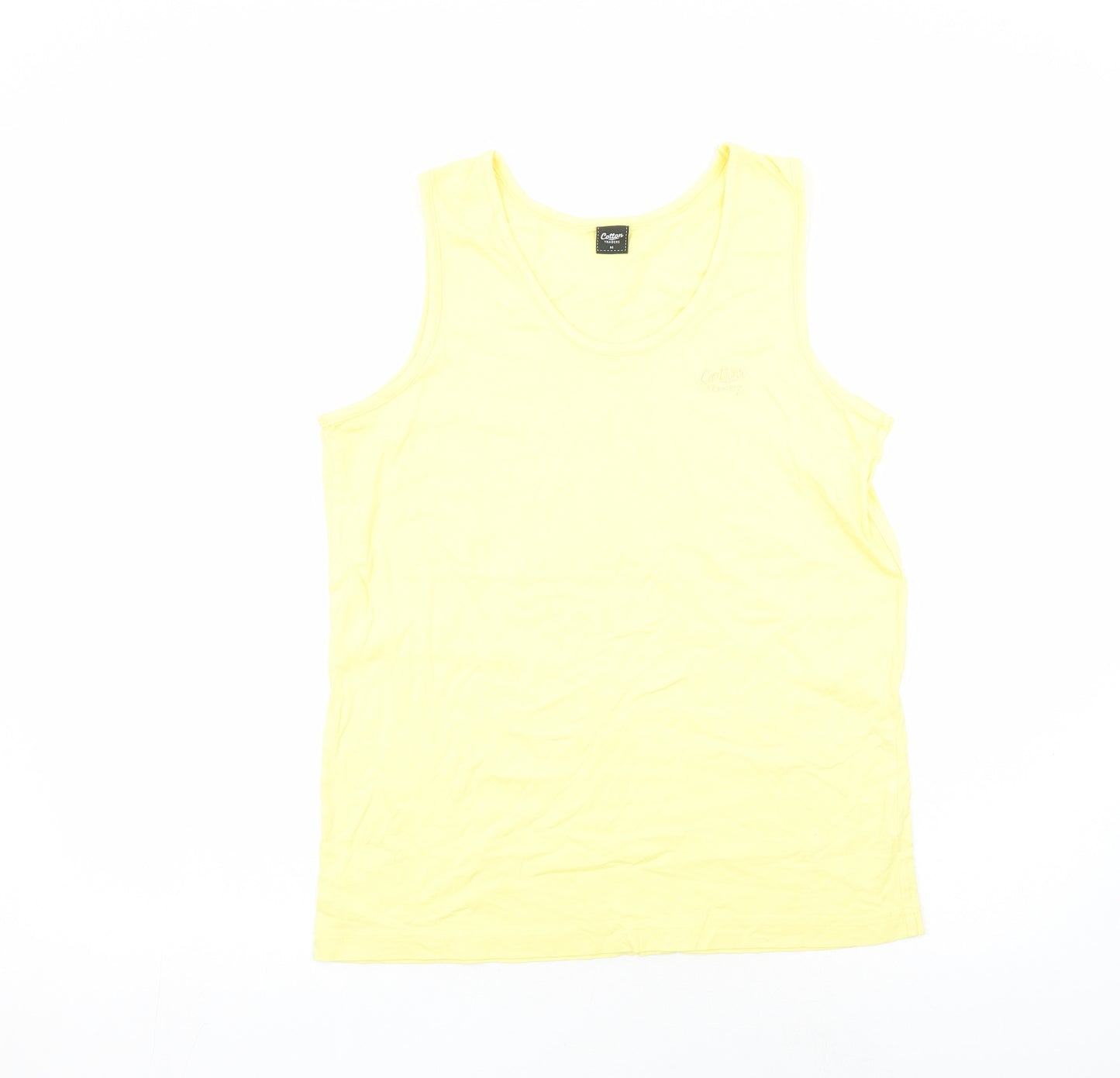 Cotton Traders Womens Yellow Cotton Basic T-Shirt Size M Scoop Neck