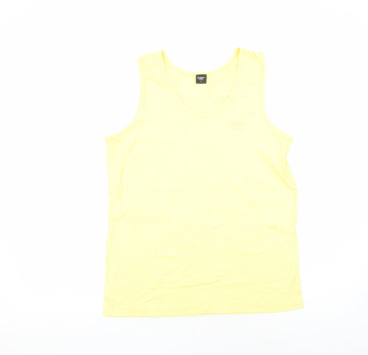 Cotton Traders Womens Yellow Cotton Basic T-Shirt Size M Scoop Neck