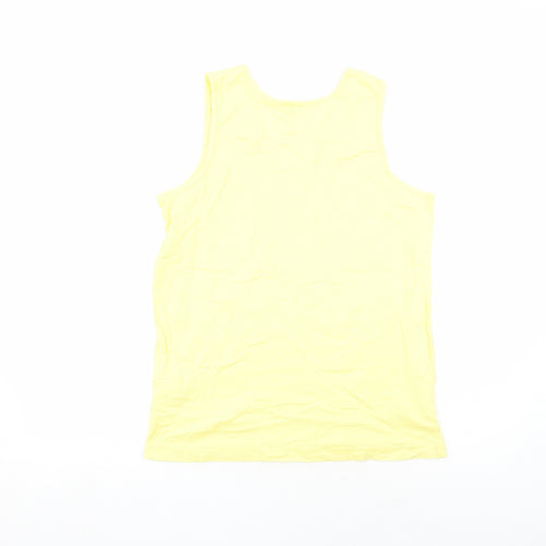 Cotton Traders Womens Yellow Cotton Basic T-Shirt Size M Scoop Neck
