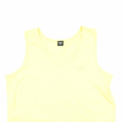 Cotton Traders Womens Yellow Cotton Basic T-Shirt Size M Scoop Neck