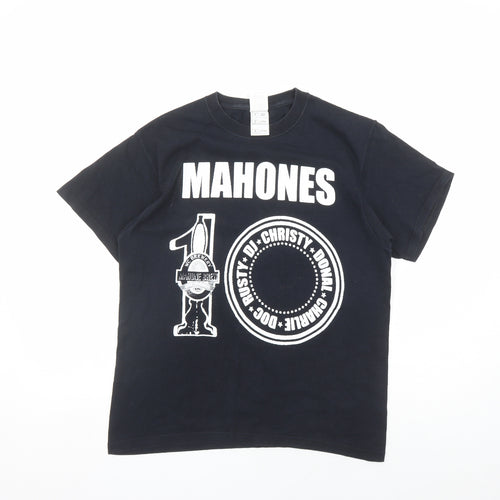 Fruit of the Loom Mens Black Cotton T-Shirt Size M Crew Neck - Mahones