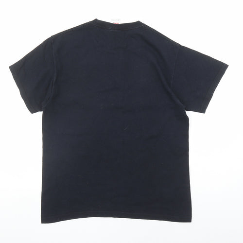 Fruit of the Loom Mens Black Cotton T-Shirt Size M Crew Neck - Mahones