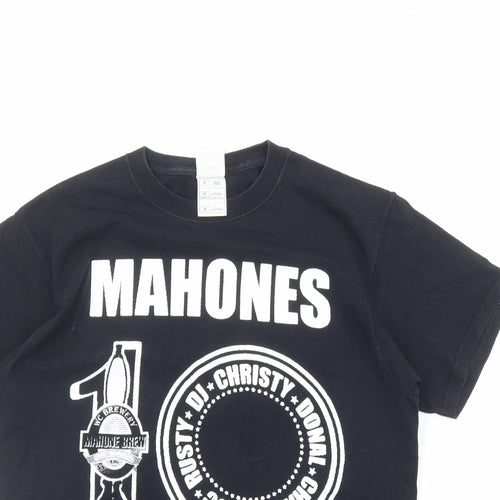 Fruit of the Loom Mens Black Cotton T-Shirt Size M Crew Neck - Mahones