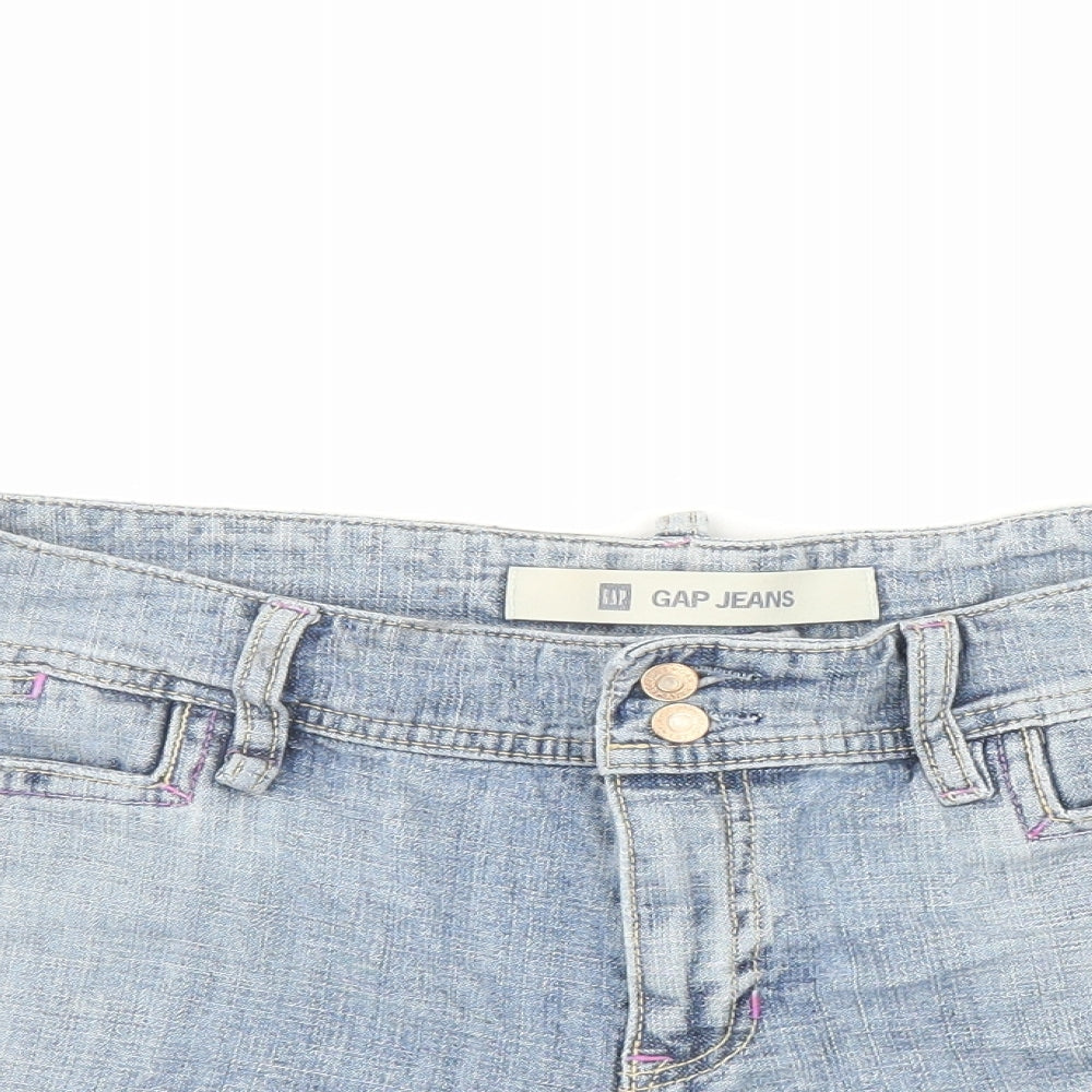 Gap Womens Blue Cotton Mom Shorts Size 14 L4 in Regular Zip