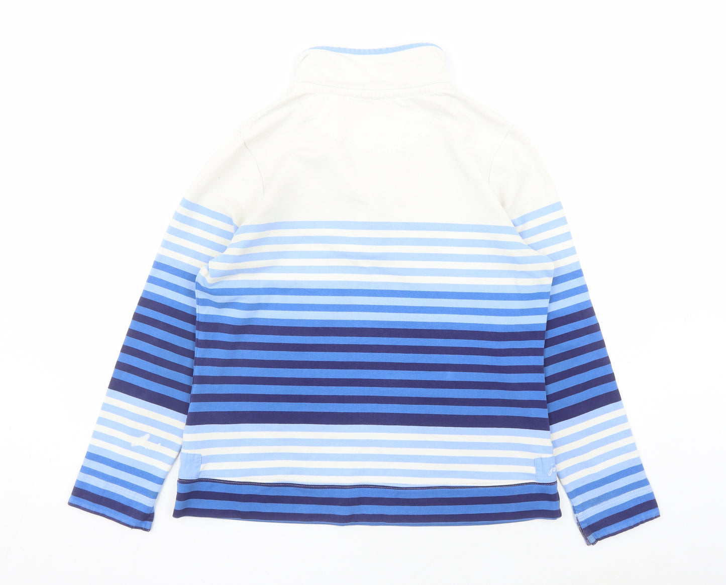 Joules Womens Blue Striped Cotton Pullover Sweatshirt Size 14 Button