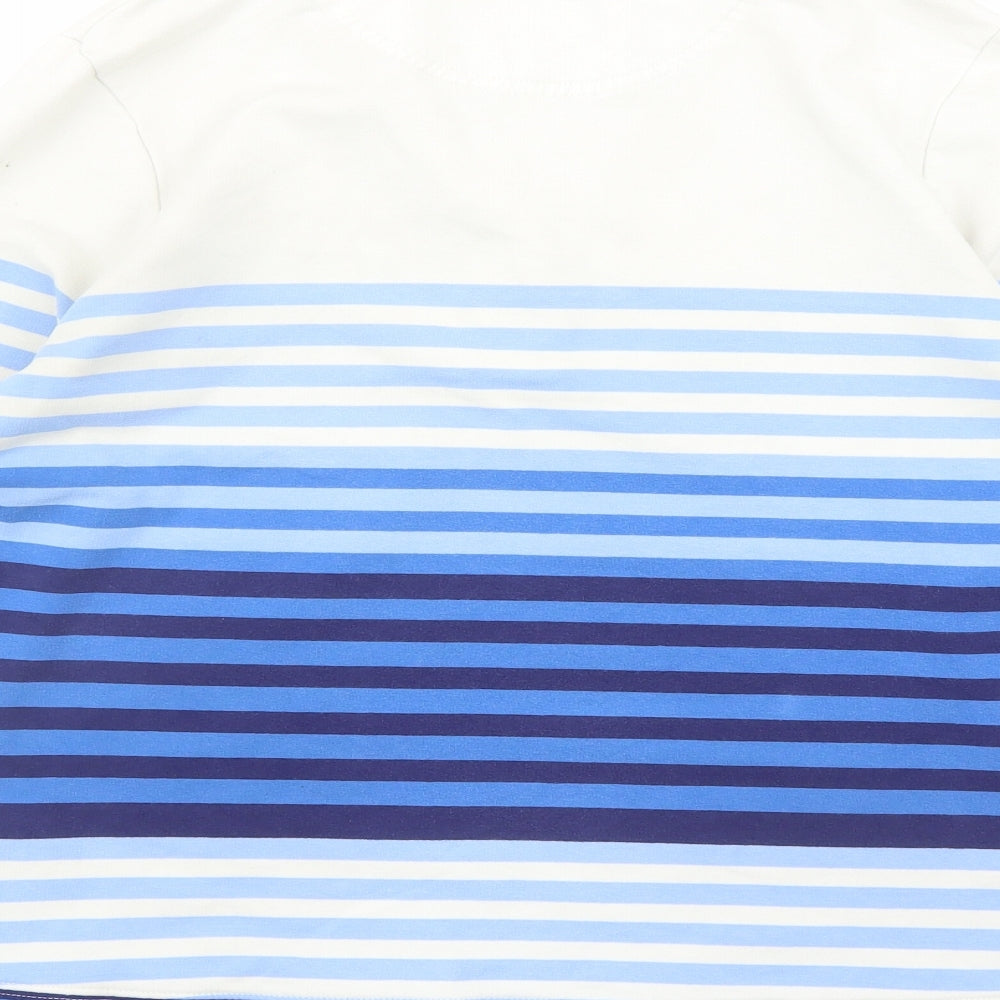 Joules Womens Blue Striped Cotton Pullover Sweatshirt Size 14 Button