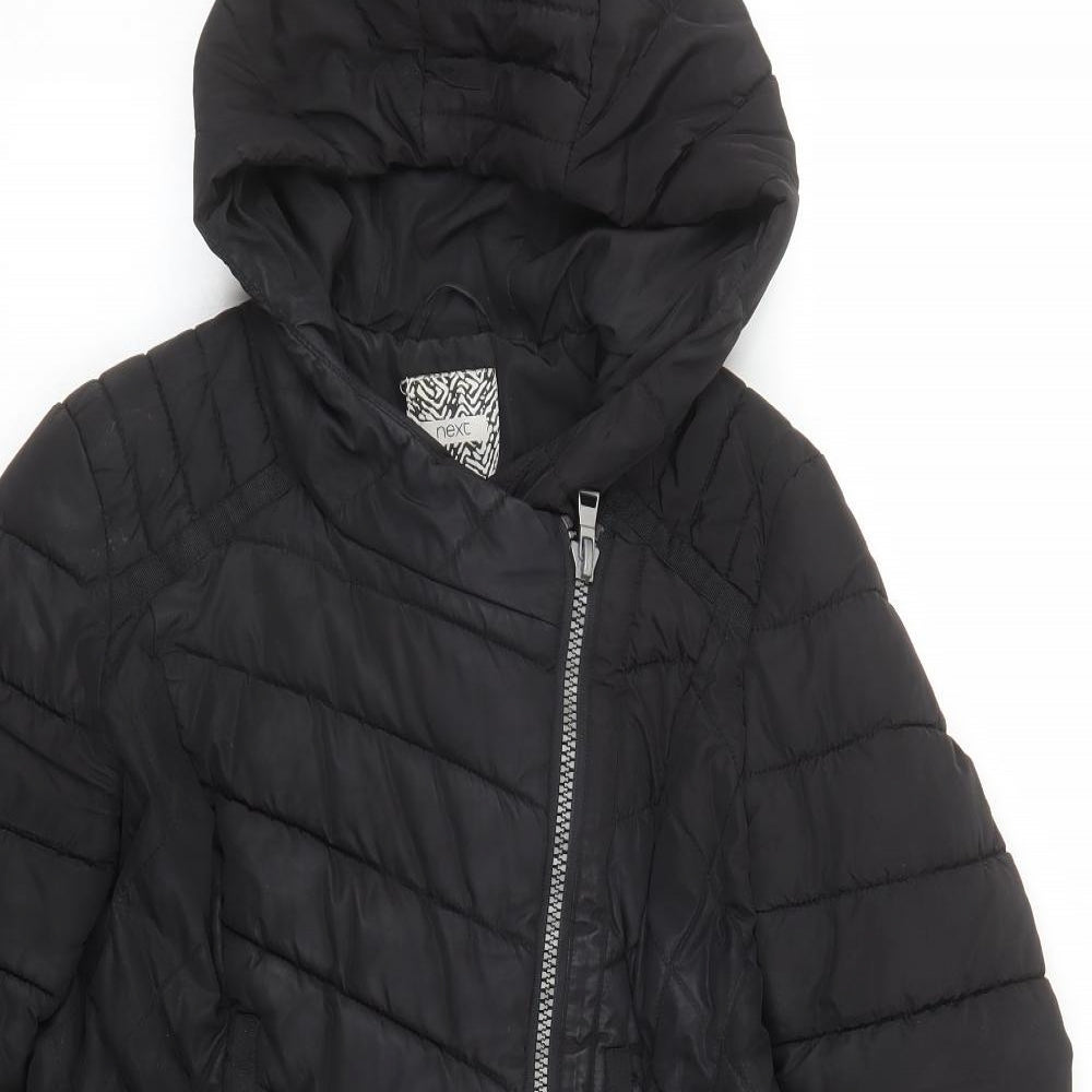 NEXT Womens Black Quilted Coat Size 8 Zip