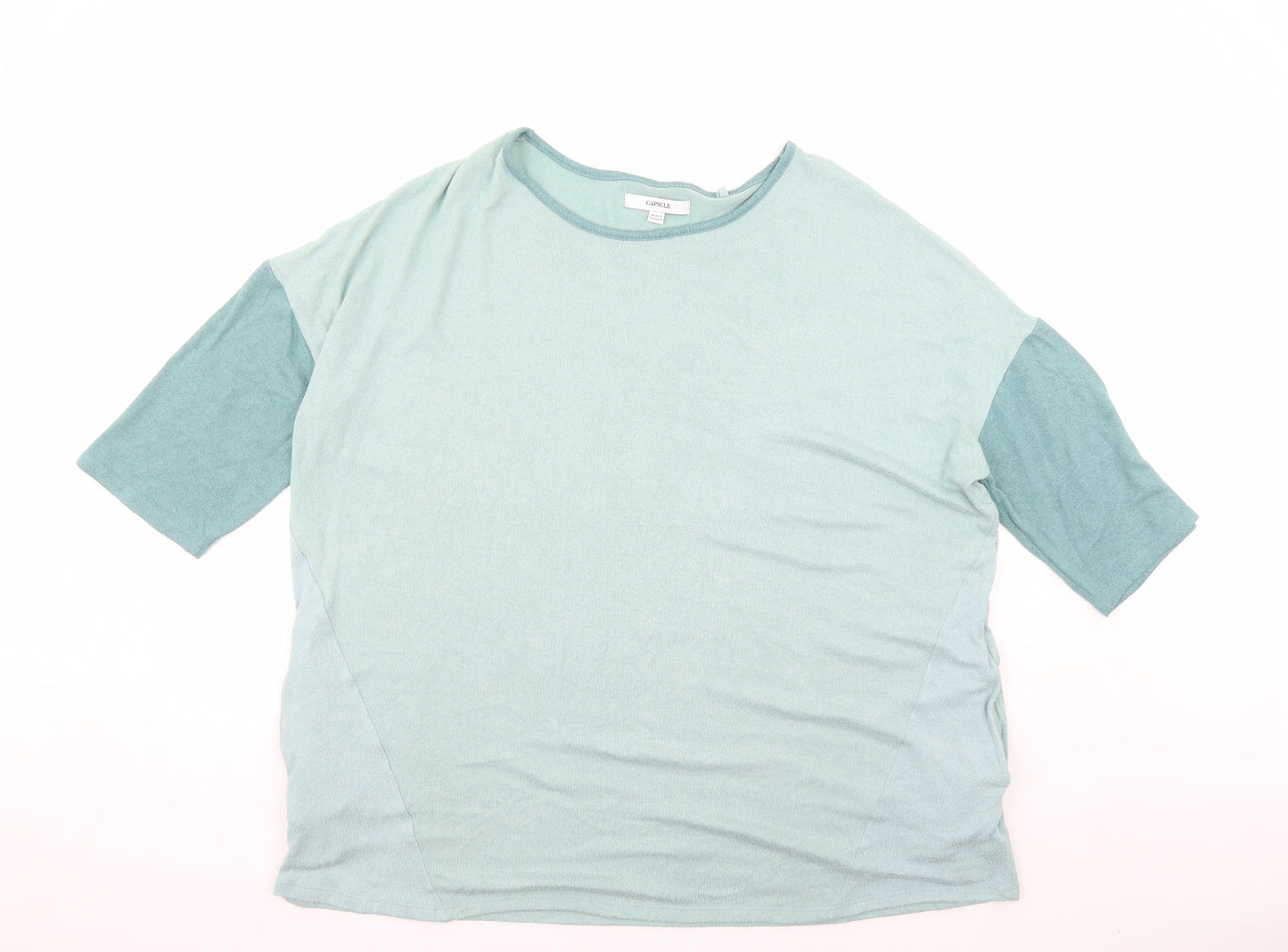 Capsule Womens Green Round Neck Rayon Pullover Jumper Size 20 - Size 20-22, Pockets