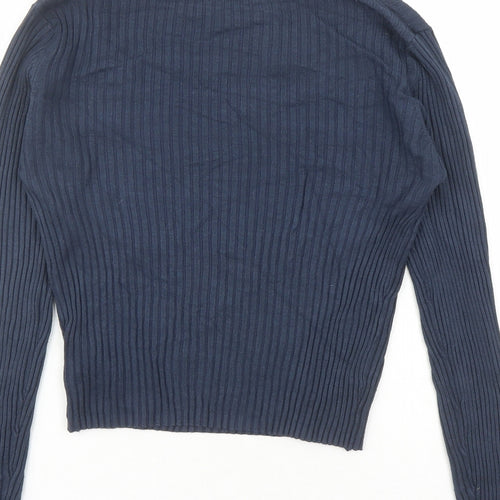 Threadbare Womens Blue Viscose Cropped T-Shirt Size 12 Square Neck