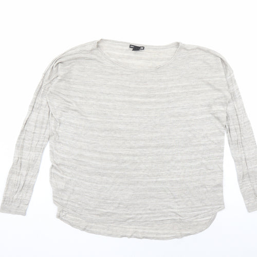 H&M Womens Beige Boat Neck Acrylic Pullover Jumper Size M