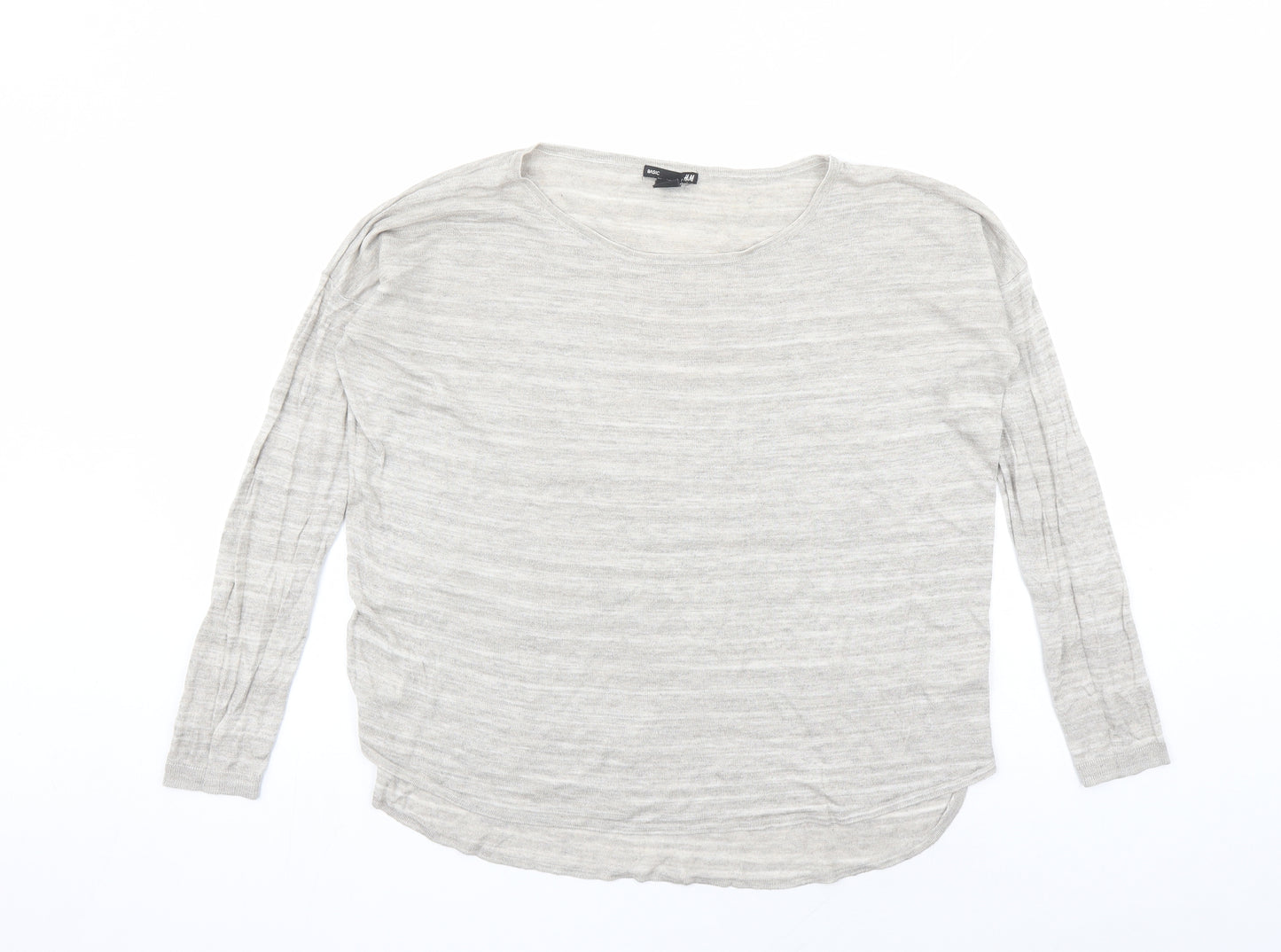 H&M Womens Beige Boat Neck Acrylic Pullover Jumper Size M
