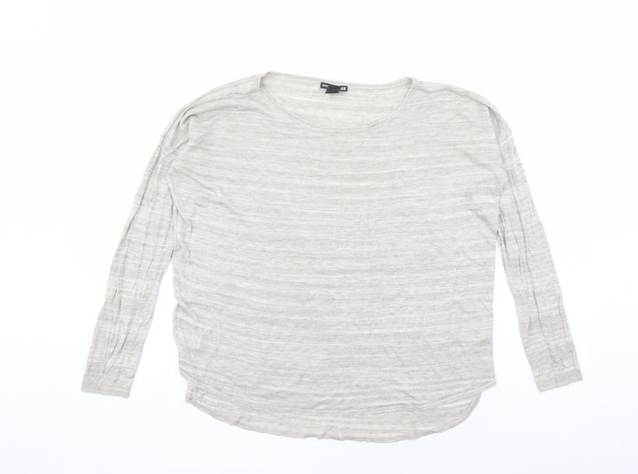H&M Womens Beige Boat Neck Acrylic Pullover Jumper Size M