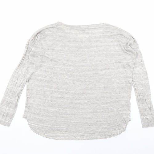 H&M Womens Beige Boat Neck Acrylic Pullover Jumper Size M