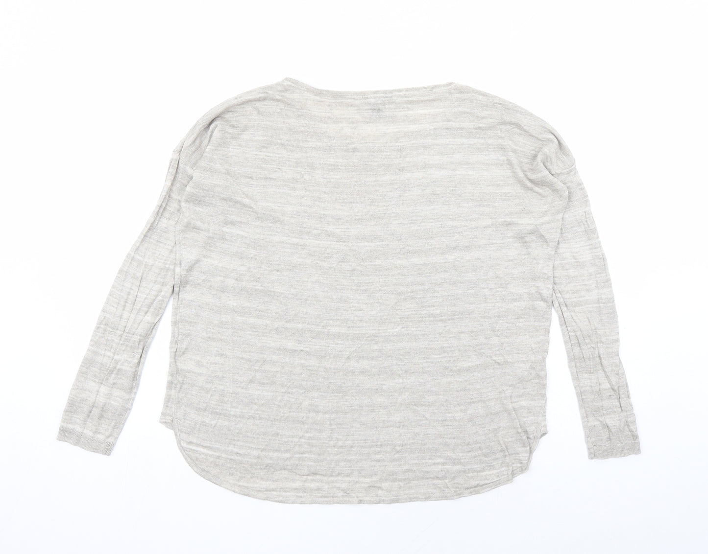 H&M Womens Beige Boat Neck Acrylic Pullover Jumper Size M