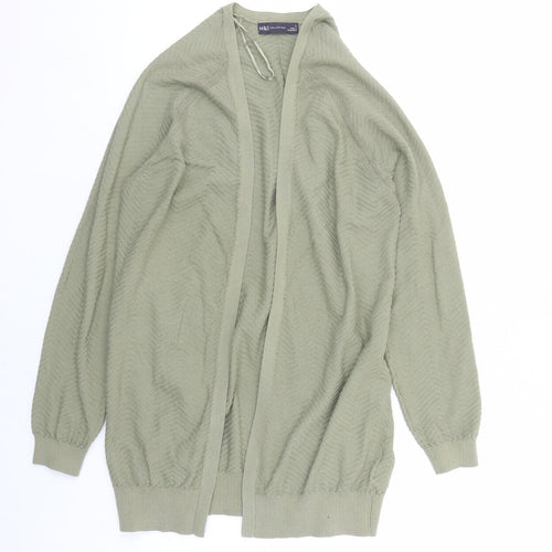 Marks and Spencer Womens Green V-Neck Geometric Cotton Cardigan Jumper Size S