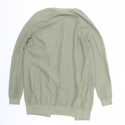 Marks and Spencer Womens Green V-Neck Geometric Cotton Cardigan Jumper Size S