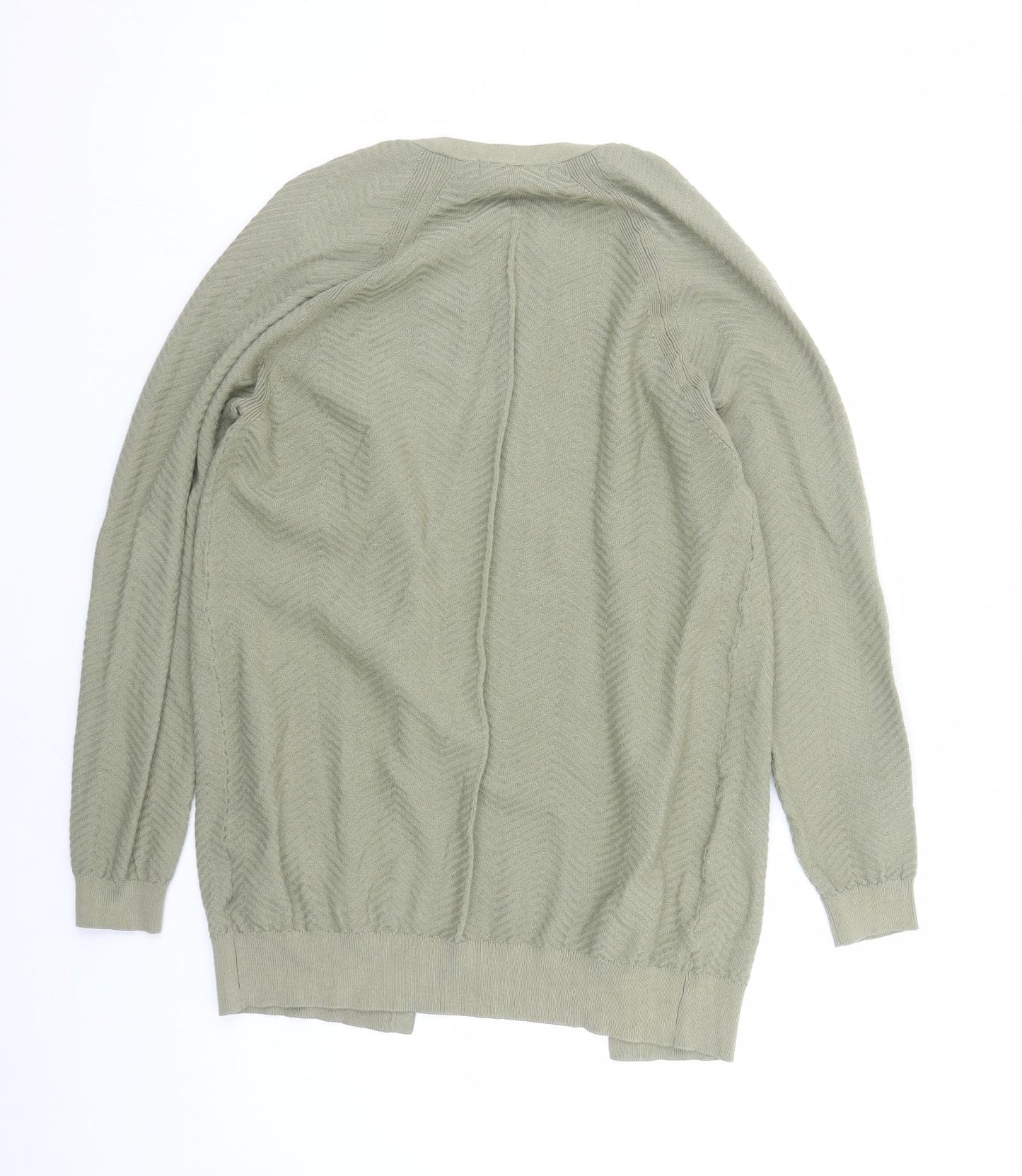 Marks and Spencer Womens Green V-Neck Geometric Cotton Cardigan Jumper Size S