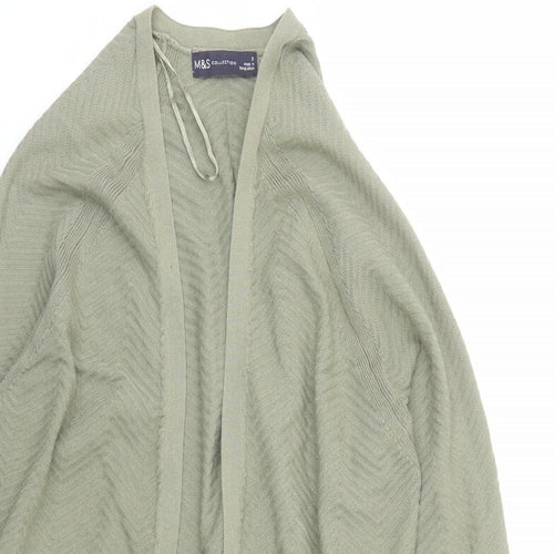 Marks and Spencer Womens Green V-Neck Geometric Cotton Cardigan Jumper Size S