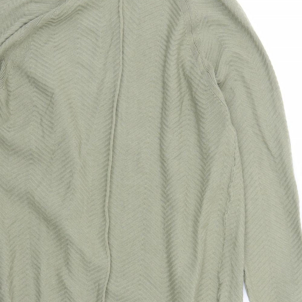 Marks and Spencer Womens Green V-Neck Geometric Cotton Cardigan Jumper Size S
