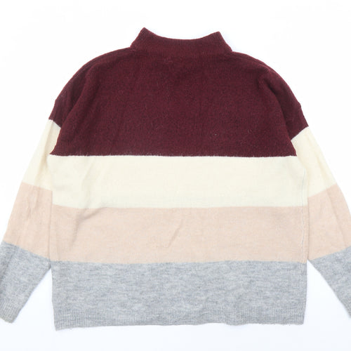 Brave Soul Womens Multicoloured Mock Neck Acrylic Pullover Jumper Size 14