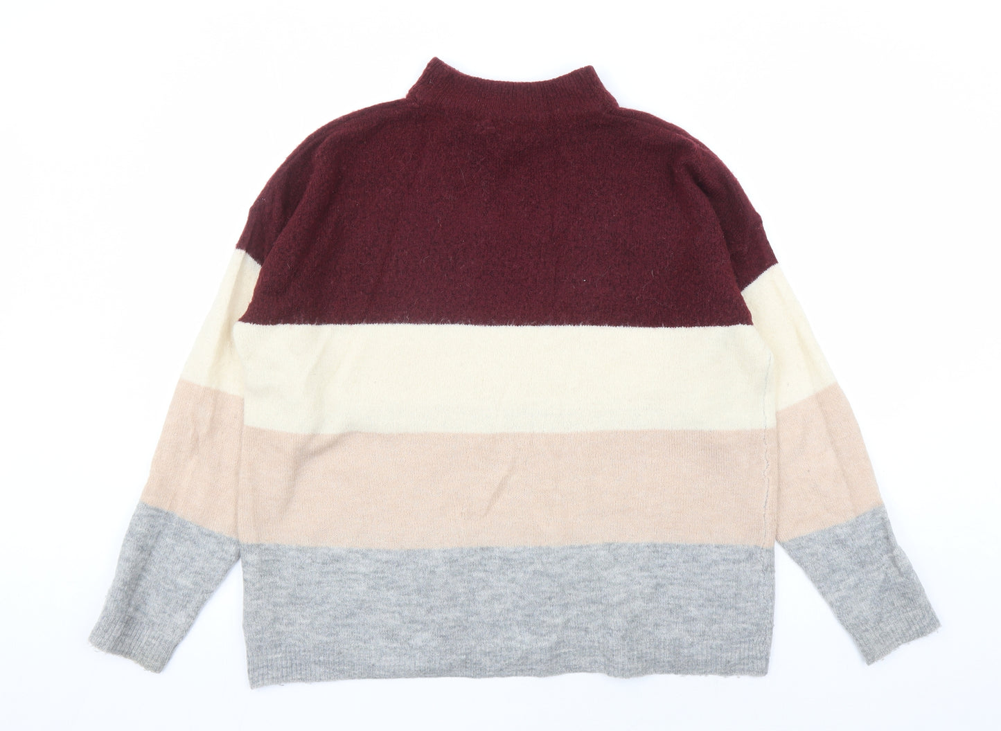 Brave Soul Womens Multicoloured Mock Neck Acrylic Pullover Jumper Size 14