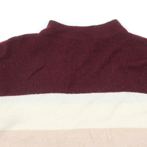 Brave Soul Womens Multicoloured Mock Neck Acrylic Pullover Jumper Size 14