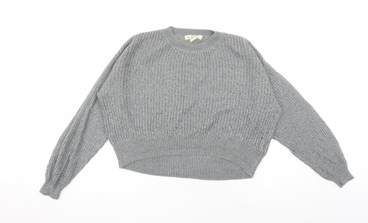 H&M Womens Grey Round Neck Acrylic Pullover Jumper Size XS