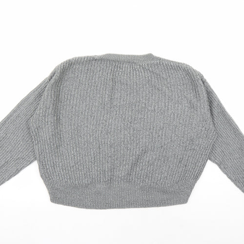 H&M Womens Grey Round Neck Acrylic Pullover Jumper Size XS