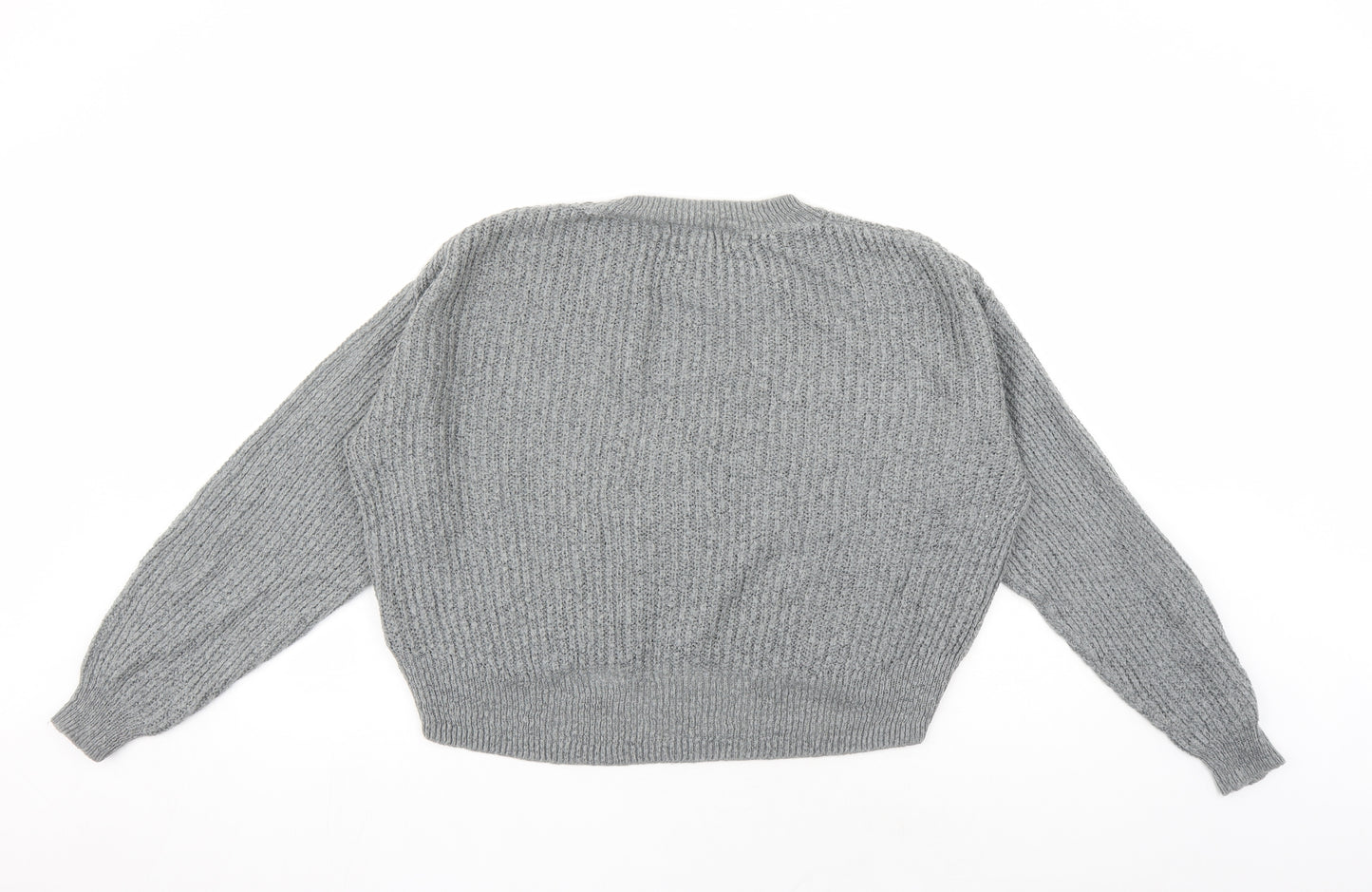 H&M Womens Grey Round Neck Acrylic Pullover Jumper Size XS