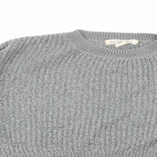 H&M Womens Grey Round Neck Acrylic Pullover Jumper Size XS