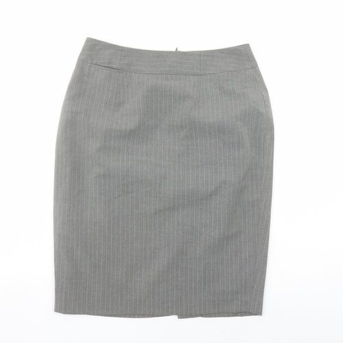 The Department Womens Grey Striped Polyester A-Line Skirt Size 10 Zip