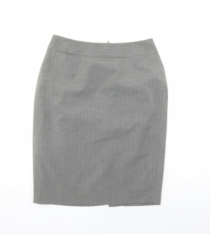 The Department Womens Grey Striped Polyester A-Line Skirt Size 10 Zip