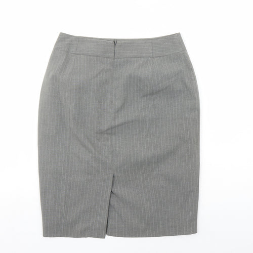 The Department Womens Grey Striped Polyester A-Line Skirt Size 10 Zip