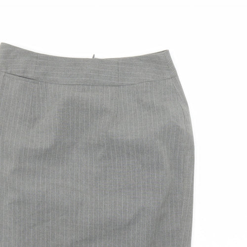 The Department Womens Grey Striped Polyester A-Line Skirt Size 10 Zip