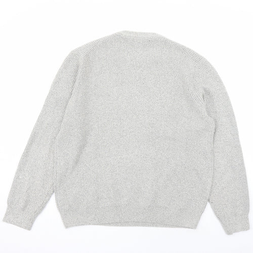 Marks and Spencer Mens Grey Round Neck Polyamide Pullover Jumper Size XL Long Sleeve