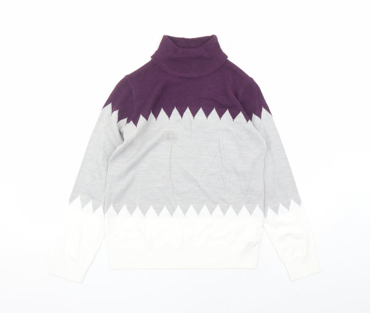 Marks and Spencer Womens Multicoloured Roll Neck Acrylic Pullover Jumper Size 8