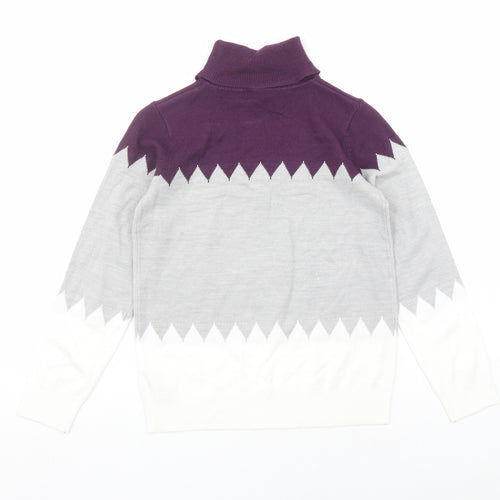 Marks and Spencer Womens Multicoloured Roll Neck Acrylic Pullover Jumper Size 8