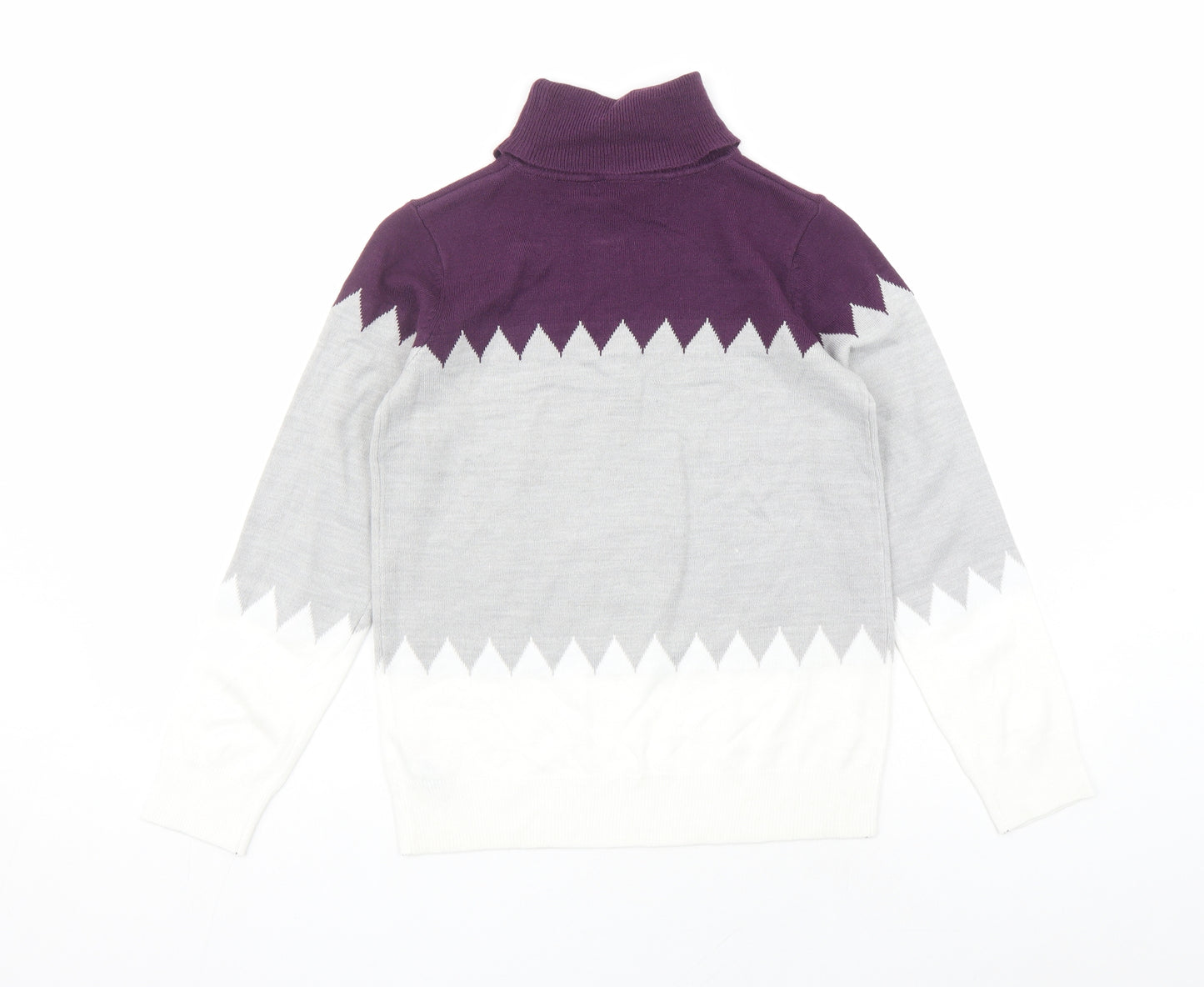 Marks and Spencer Womens Multicoloured Roll Neck Acrylic Pullover Jumper Size 8