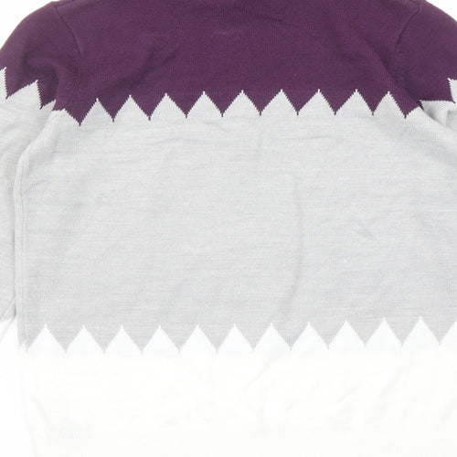 Marks and Spencer Womens Multicoloured Roll Neck Acrylic Pullover Jumper Size 8