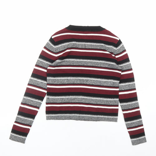 Divided by H&M Womens Multicoloured Round Neck Striped Viscose Pullover Jumper Size M