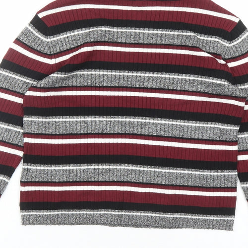 Divided by H&M Womens Multicoloured Round Neck Striped Viscose Pullover Jumper Size M