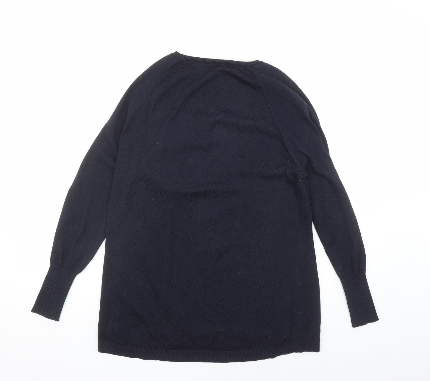 Oasis Womens Blue Round Neck Acrylic Pullover Jumper Size M - Rhinestone Detail