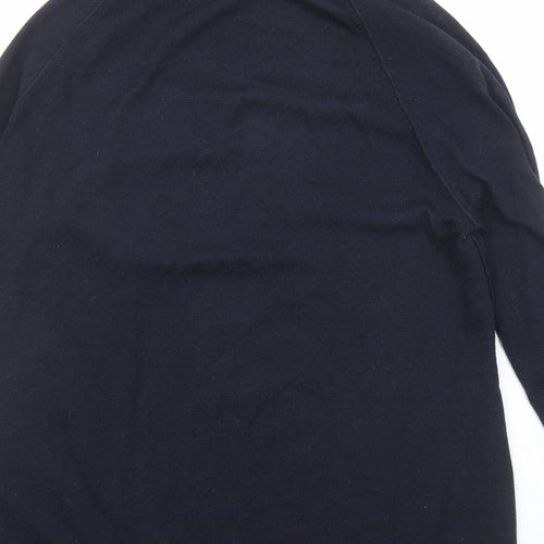 Oasis Womens Blue Round Neck Acrylic Pullover Jumper Size M - Rhinestone Detail