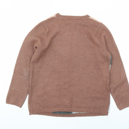 cotton tr Womens Brown Round Neck Acrylic Pullover Jumper Size 12
