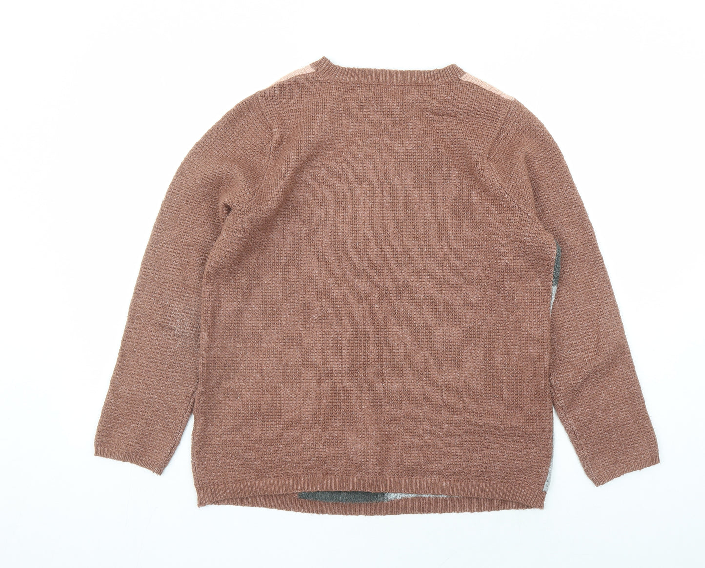 cotton tr Womens Brown Round Neck Acrylic Pullover Jumper Size 12