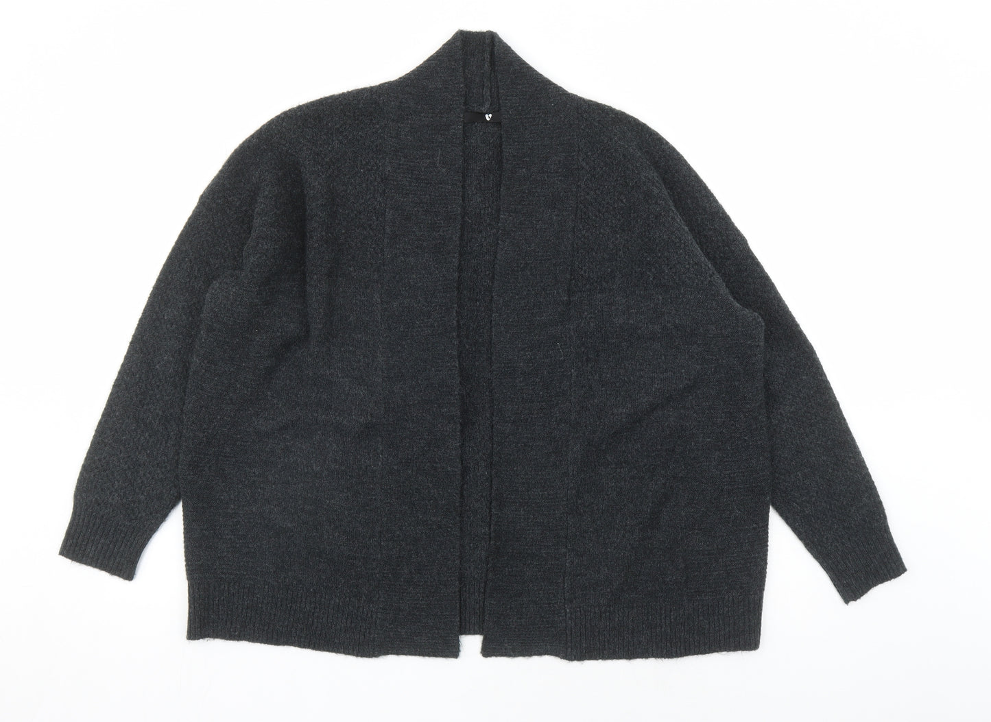 V by Very Womens Grey V-Neck Polyester Cardigan Jumper Size 12