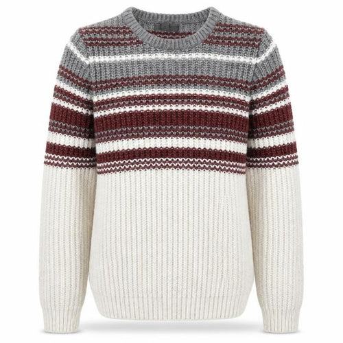 Marks and Spencer Mens Beige Round Neck Striped Acrylic Pullover Jumper Size S Long Sleeve