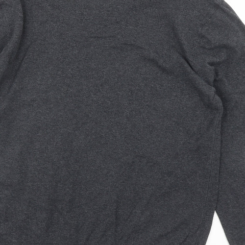NEXT Mens Grey V-Neck Cotton Pullover Jumper Size L Long Sleeve