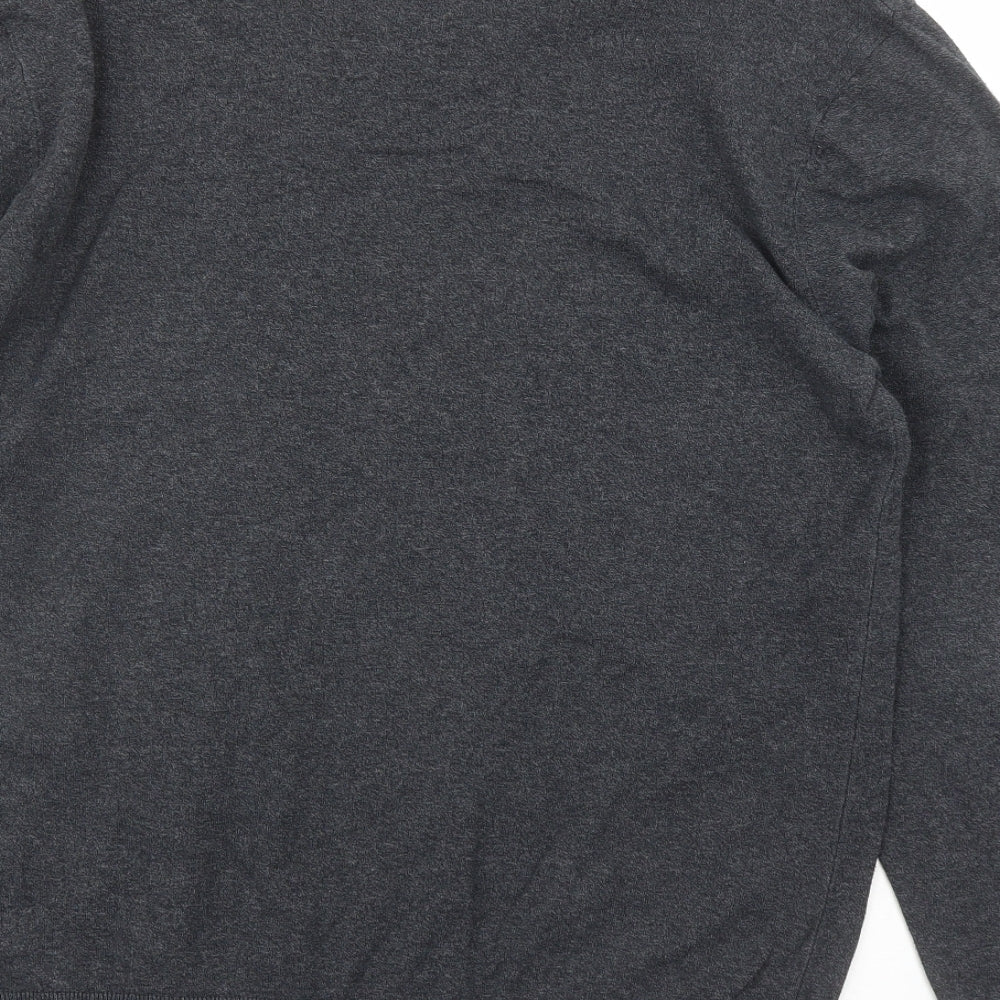 NEXT Mens Grey V-Neck Cotton Pullover Jumper Size L Long Sleeve